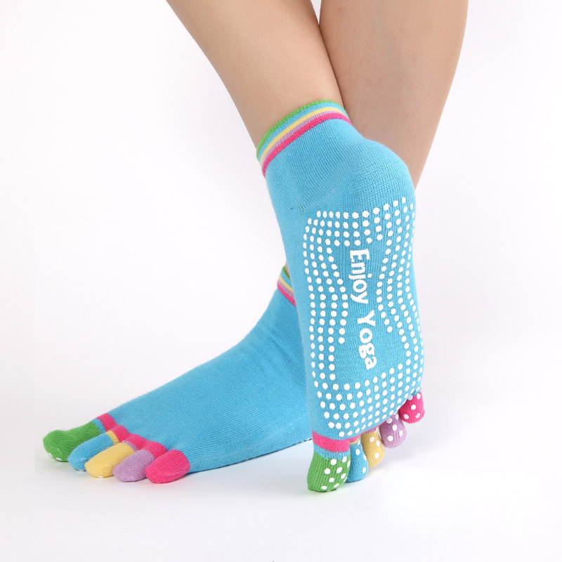 Femmes-Sport-Color-Yoga-Chaussettes-Hot-Fitness-Et-Pilates-Coton-Chaussettes-Arc-En-Entra-nement-Anti