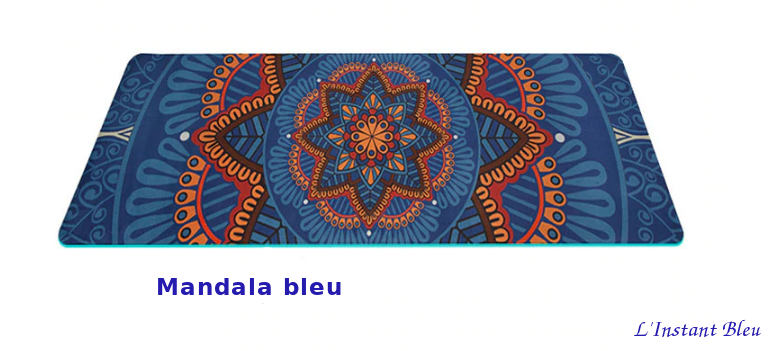 Tapis de Yoga « Bīja » 7 Chakra, Mandala et Nature-Mandala bleu 2
