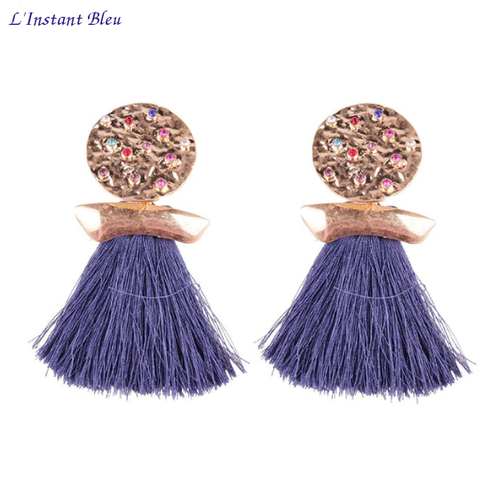 Boucles d’Oreilles vintage « Angkor  » Esprit Bohème- 3