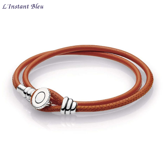 Bracelet cuir double « Gaṇāpatī  » en Argent- terra