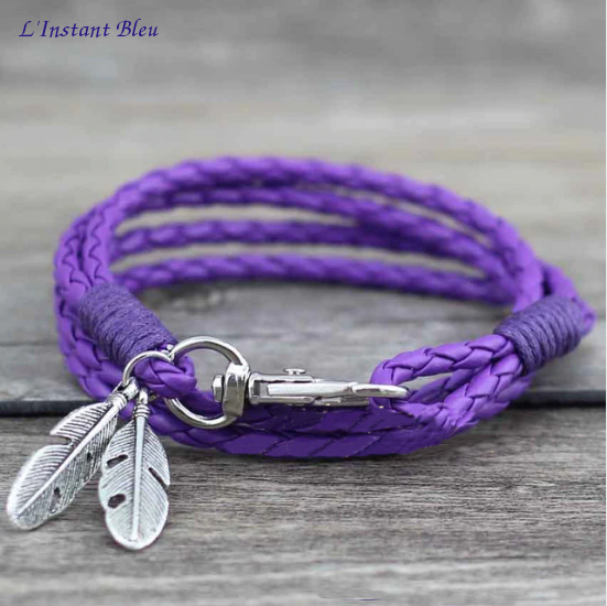 Bracelet Ethnique en Cuir « Rāmāyaṇa »Esprit libre - Améthyste