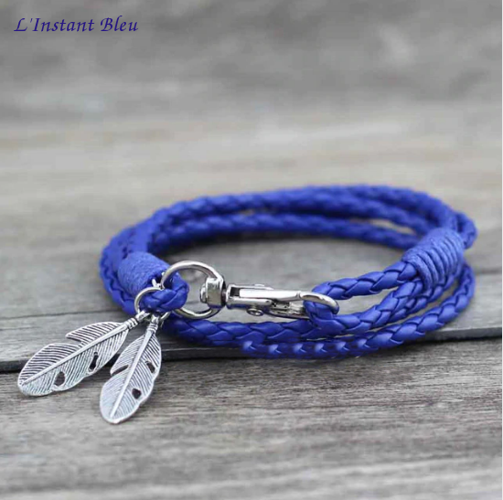 Bracelet Ethnique en Cuir « Rāmāyaṇa »Esprit libre - Bleu cobalt