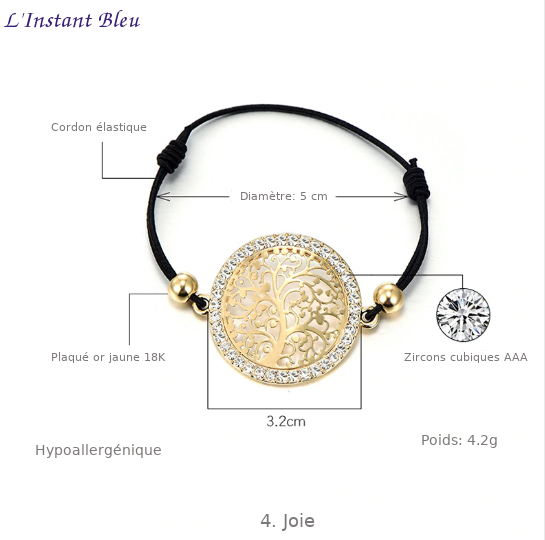 Bracelet « Arbre Céleste des Jātaka » - 4. Joie Or jaune - descriptif