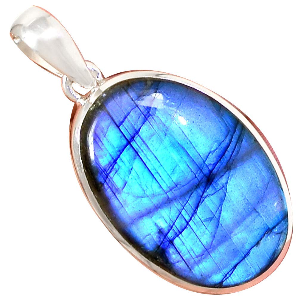 Pendentif en forme de cœur en labradorite de feu bleu, pendentif en pierre  précieuse de haute qualité, pendentif en argent sterling 925, pendentif