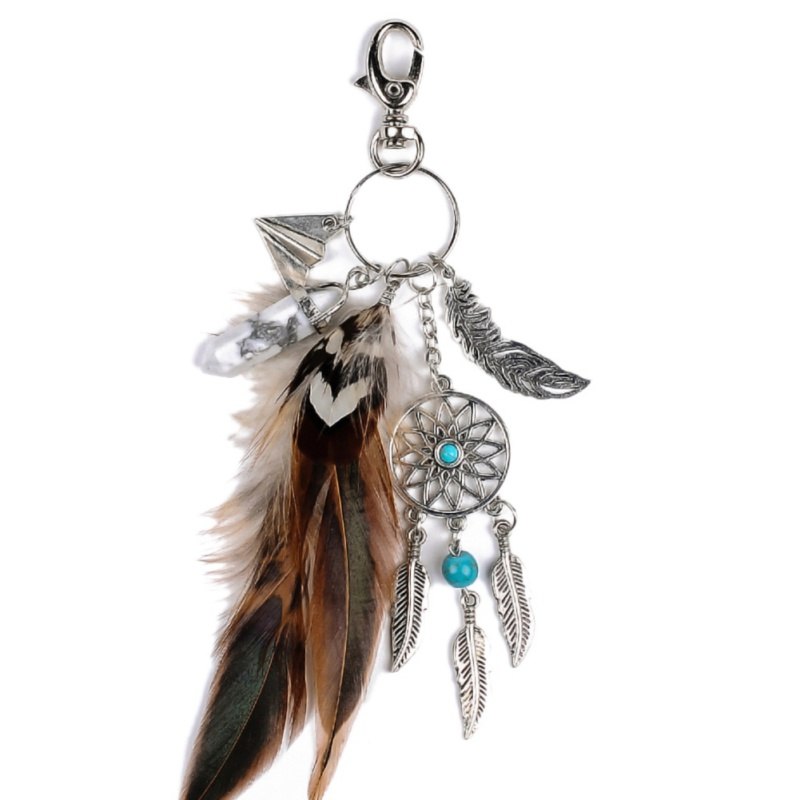 Petite-Main-Plume-Dream-Catcher-Porte-cl-s-Keychain-D-cor-Voiture-Sac-Suspendus-D-coration