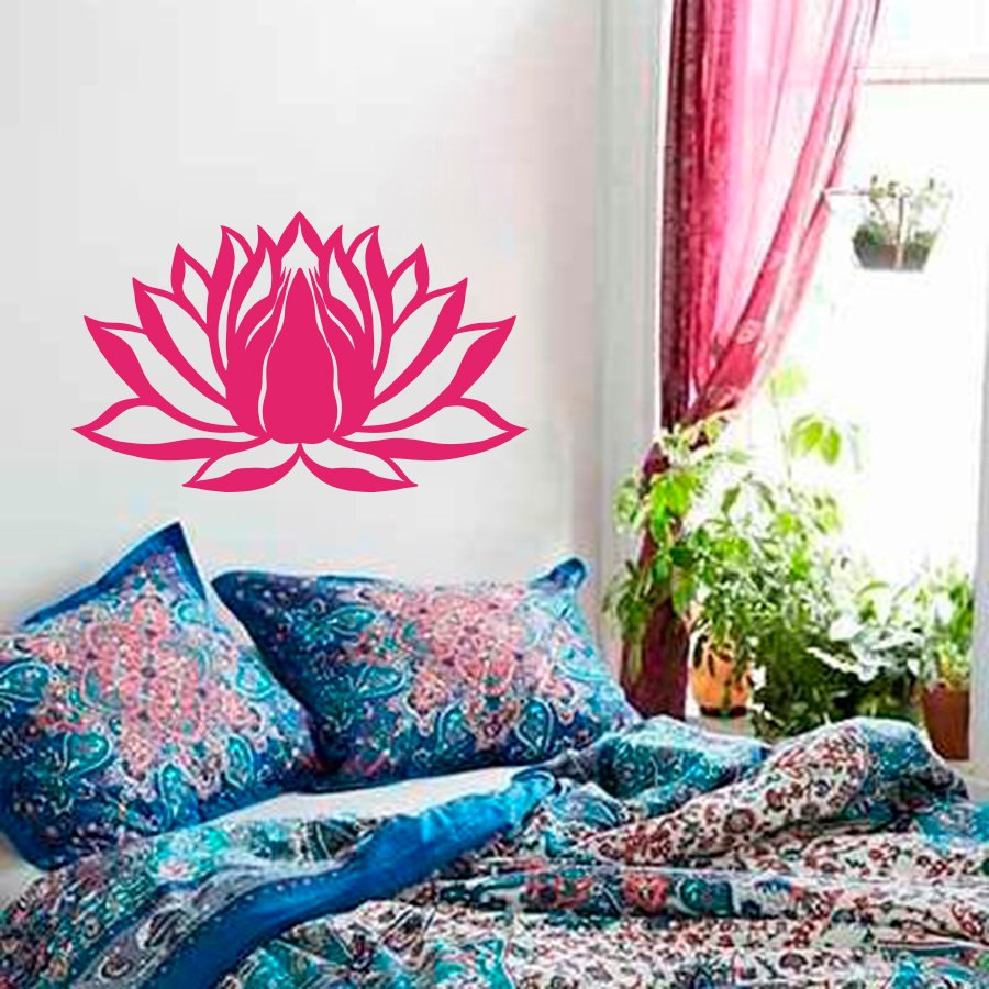 Sticker-mural-Fleur-De-Lotus-Namaste-Symbole-Vinyle-Autocollant-Peintures-Murales-Yoga-Zen-Boh-me-M