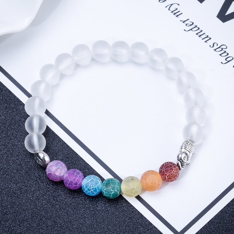 2018-New-Style-Chakra-8MM-White-Scrub-Matte-Beads-Elephant-Bracelet-Colorful-Chakra-Energy-Yoga-Beads