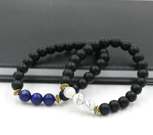 Bracelet Ethnique « Śubhā » en Onyx noir et Pierres de couleur-4