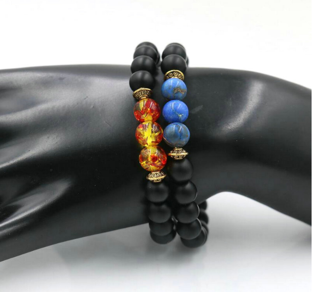Bracelet Ethnique « Śubhā » en Onyx noir et Pierres de couleur-8