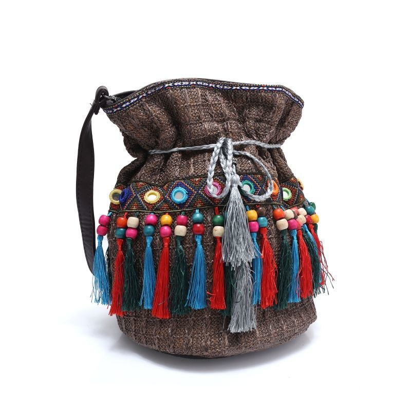 Dame-d-t-plage-gland-de-paille-seau-sac-main-Hippie-Gypsy-Femmes-Fourre-Tout-Sacs