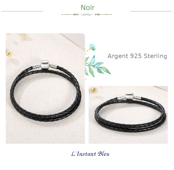 Bracelet double « Jaïpur » en Cuir et Argent Sterling-11