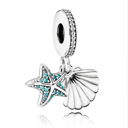 Charm Tropical « Śaṅkhā » Coquille et Etoile de mer en Argent Sterling-2