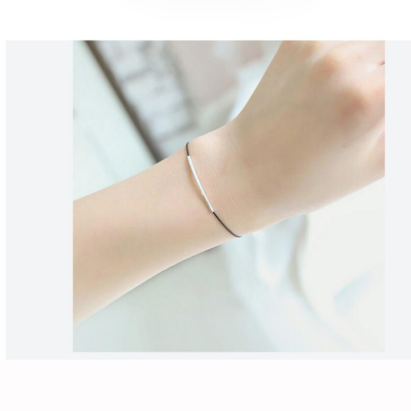 Trusta-100-925-Solide-En-Argent-Sterling-De-Mode-Rouge-Noir-Corde-Cha-ne-Bracelet-bracelets