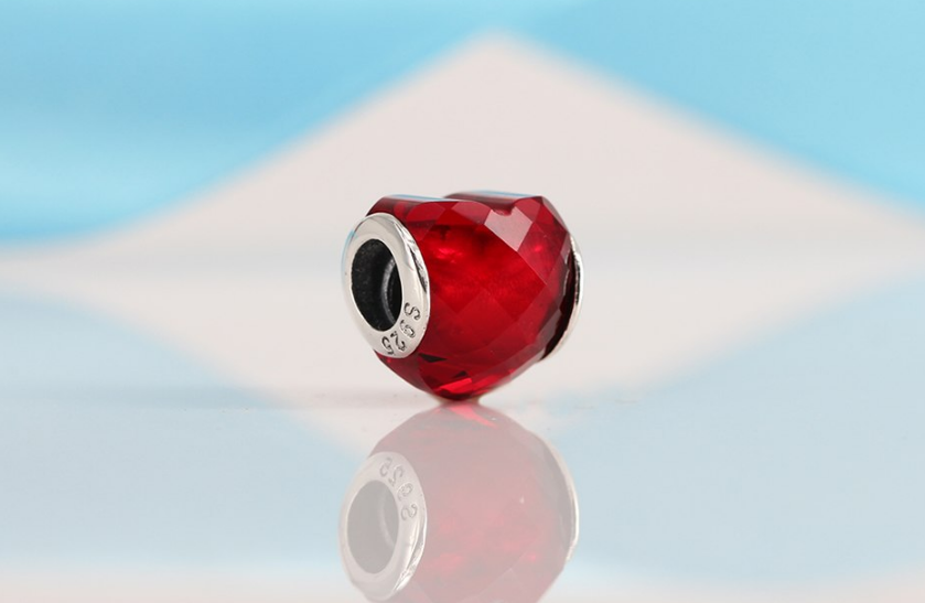 Charm Bohème « Rāvaṇa » Coeur rouge facetté en Argent Sterling-6