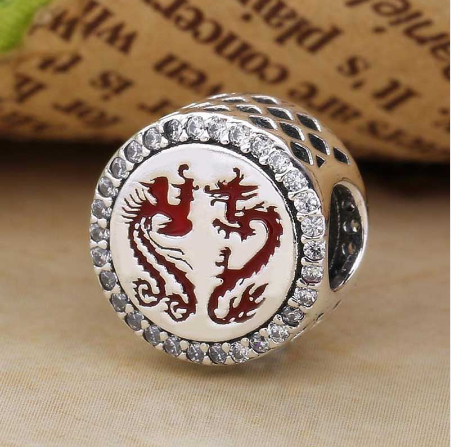 Charm Feng shui « Vṛitrā » Dragon et Phénix en Argent Sterling-2