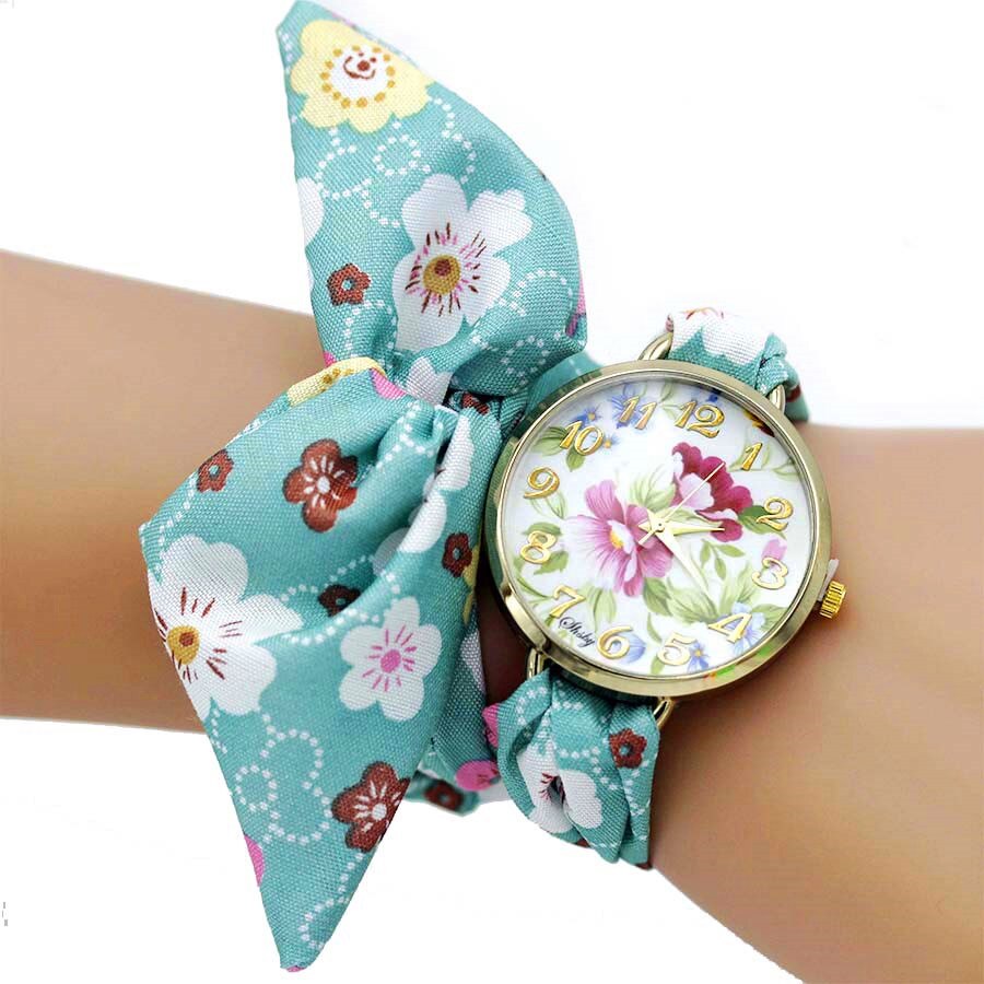 Shsby-mise-jour-femmes-robe-montre-dames-fleur-tissu-montre-Bracelet-haute-qualit-tissu-or-montre