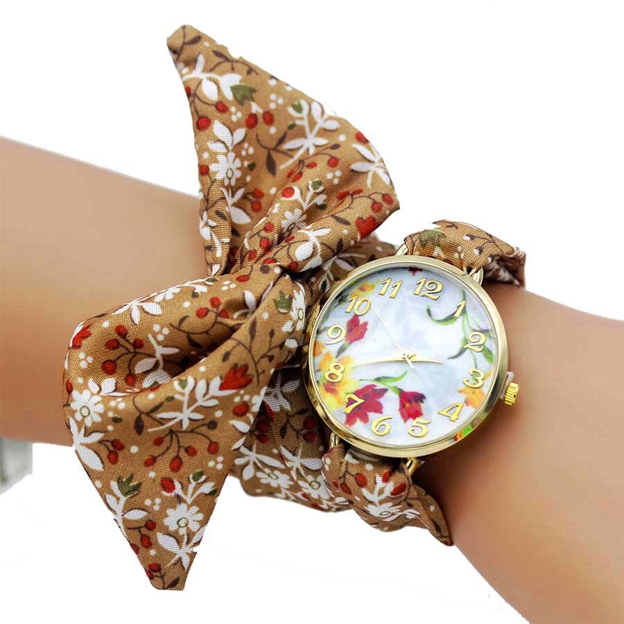 Shsby-mise-jour-femmes-robe-montre-dames-fleur-tissu-montre-Bracelet-haute-qualit-tissu-or-montre