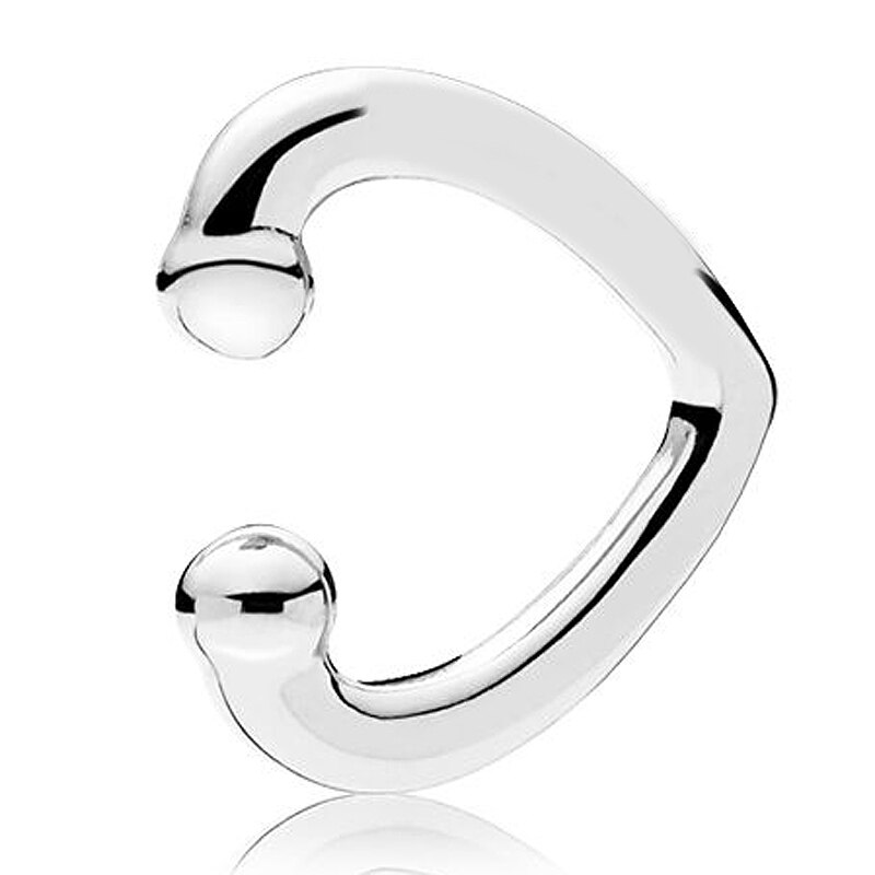 Authentique-925-Sterling-argent-boucle-d-oreille-Rose-or-ouvert-coeur-oreille-manchette-boucle-d-oreille