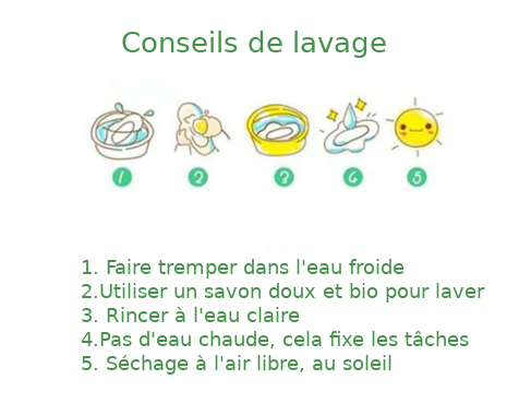 Serviettes hygiéniques lavables (lot de 5) + Pochette de rangement -7