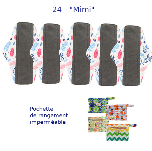 Serviettes hygiéniques lavables (lot de 5) + Pochette de rangement -24