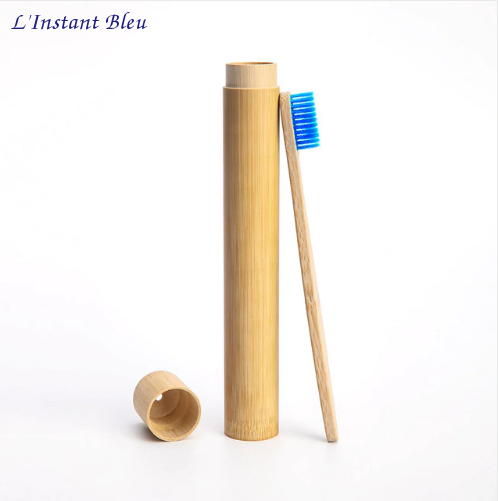 Brosse à dents de voyage + Boîte cylindre en Bambou naturel-4.1