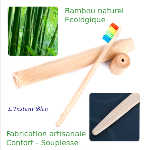 Brosse à dents de voyage + Boîte cylindre en Bambou naturel-11