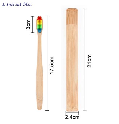 Brosse à dents de voyage + Boîte cylindre en Bambou naturel-12