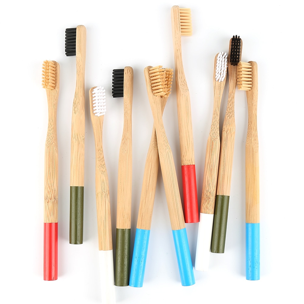Brosse à dents « Anūpa » manche coloré, en Bambou naturel