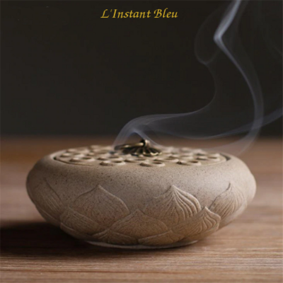 Brûleur d'Encens traditionnel en céramique « Sahasrāra » Lotus Sacré