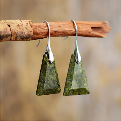 Boucles d’Oreilles Ethniques «Āraṇyaka»  en Jaspe rainforest