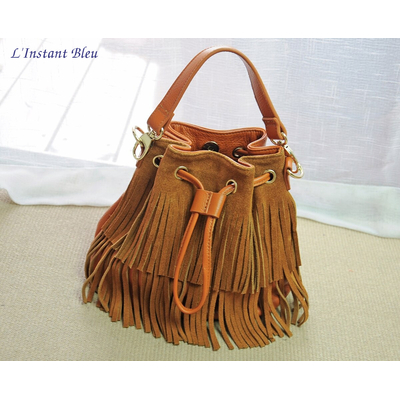 Sac bourse à franges «Lilā» en Cuir - Style Boho chic