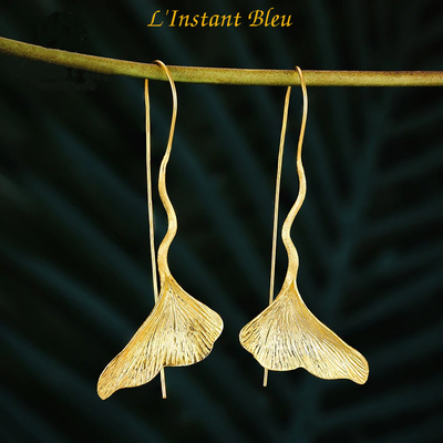 Boucles d’oreilles Bohème Ginkgo «Sōḥa» en Argent Sterling