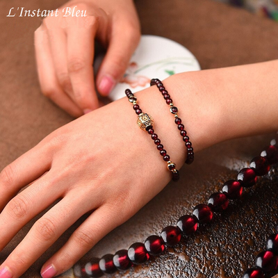 « Sḥabdā » Double Bracelet bohème en Grenats almandin