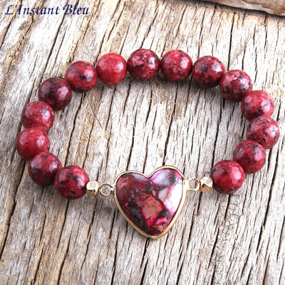 Bracelet Bohème «Daksḥā»  en Jaspe rouge, Mokaïte ou Océan