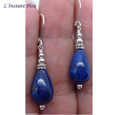 Boucles d’Oreilles Bohème « Bhāvaṇtu »  en Lapis lazuli et Argent Sterling