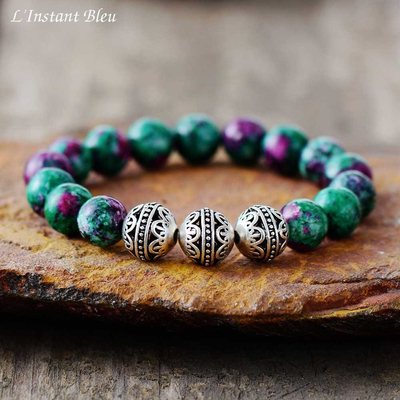 Bracelet Tibétain «Vāyu» Blue Spirit  - en Jaspe Océan