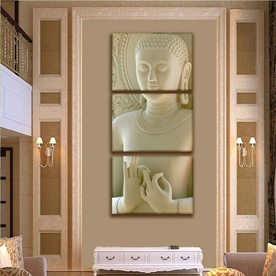 Tableau triptyque « Bouddha mudra »