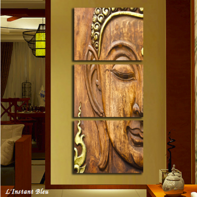 Tableau triptyque « Bouddha » Bois et dorures