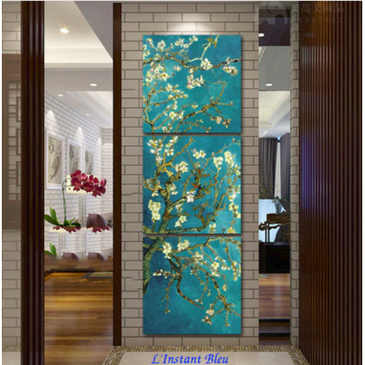 Tableau Triptyque « Kusumākaraḥ » le Printemps Bleu