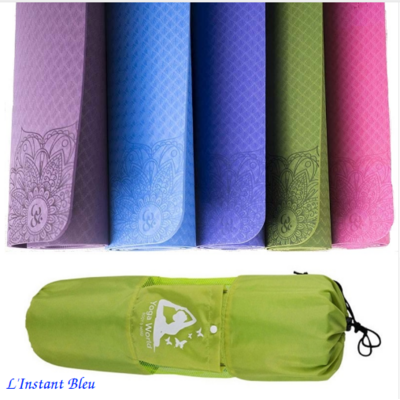 Tapis de Yoga « Lakshmi » imprimé Lotus avec Sac de transport  183 x 61 cm – 6mm d'épaisseur