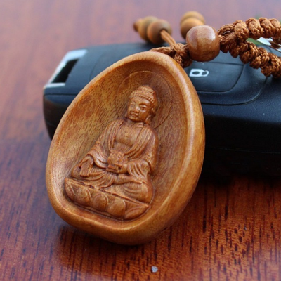 Porte-Clefs en bois sculpté « Bouddha Sakyamuni »