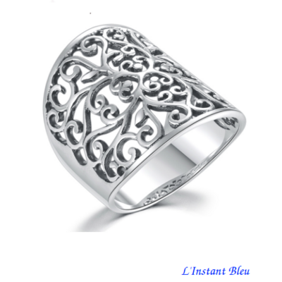 Bague-anneau ajourée « Gāyatrī » en Argent