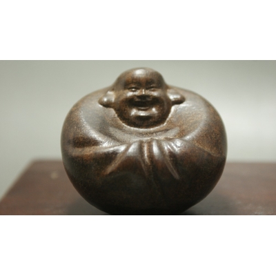 Statue "Bouddha rieur" rond en Bois sculpté