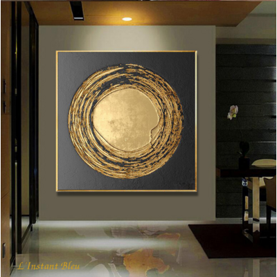 Toile pour décoration murale noir et or «Shākti»