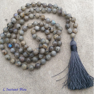 Mālā 108 perles « Katmandou » en Labradorite 8mm