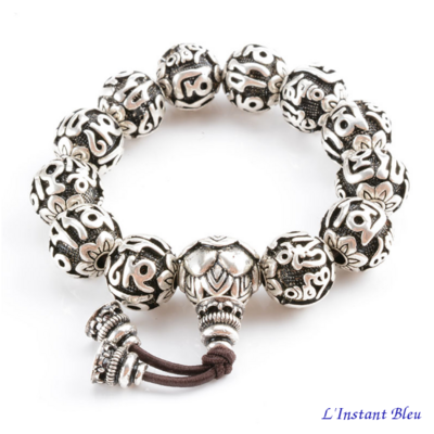 Bracelet de prière « Dharma » en Argent plaqué