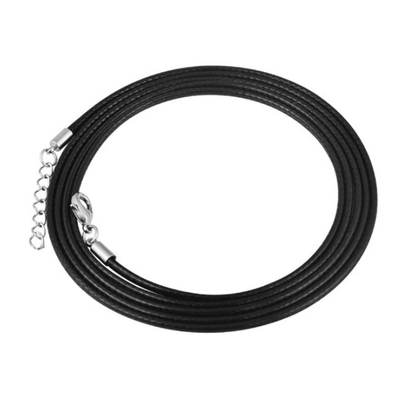 Cordon Noir en Cuir végan ciré pour Pendentif