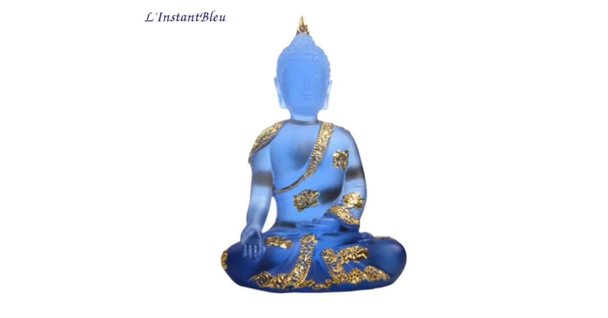Statue «Bouddha Bleu» assis - 16cm - Maison et Décoration/Décoration Zen
