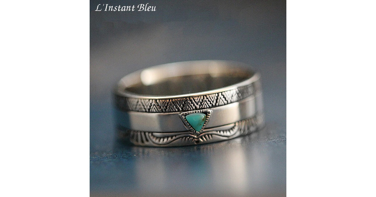 Bague Ancienne En Argent Massif 925 - Taille 51 - Jonc Alliance Avec Turquoise - Style Dôme - Occasion
