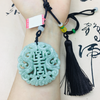 Pendentif Ethnique « Śalabhā » en Jade sur cordon avec pompon-7
